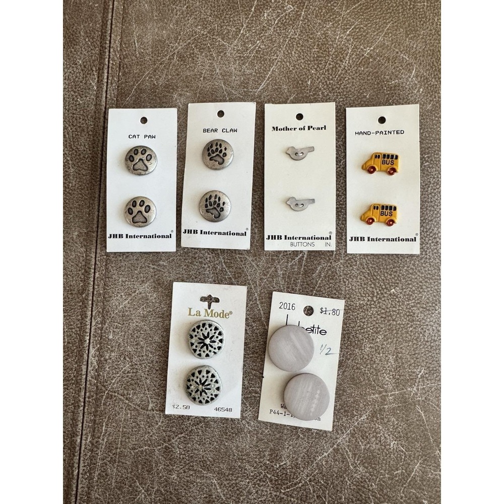 Vintage‎ Buttons JHB Enameled Hand Painted La Mode Misc Lot Of 6 Pks Italy